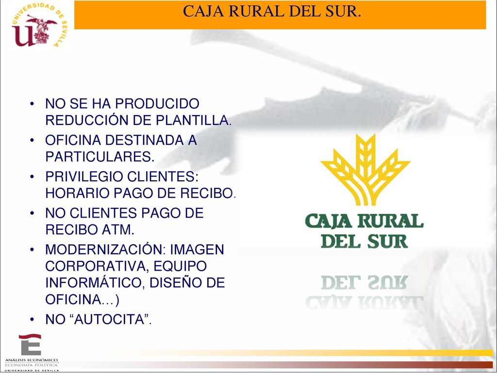 CAJA RURAL DEL SUR. NO SE HA PRODUCIDO REDUCCIÓN DE PLANTILLA.