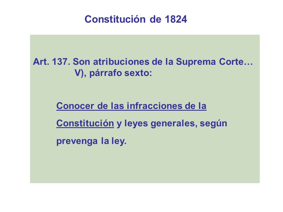 Constitución de 1824 Art Son atribuciones de la Suprema Corte…