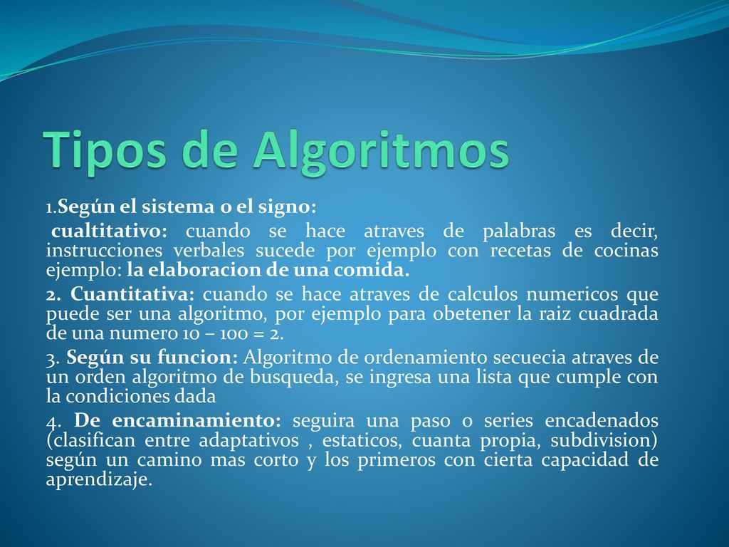 Tipos de Algoritmos 1.Según el sistema o el signo: