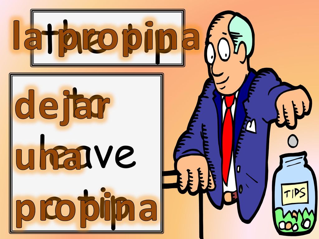 la propina the tip to leave a tip dejar una propina