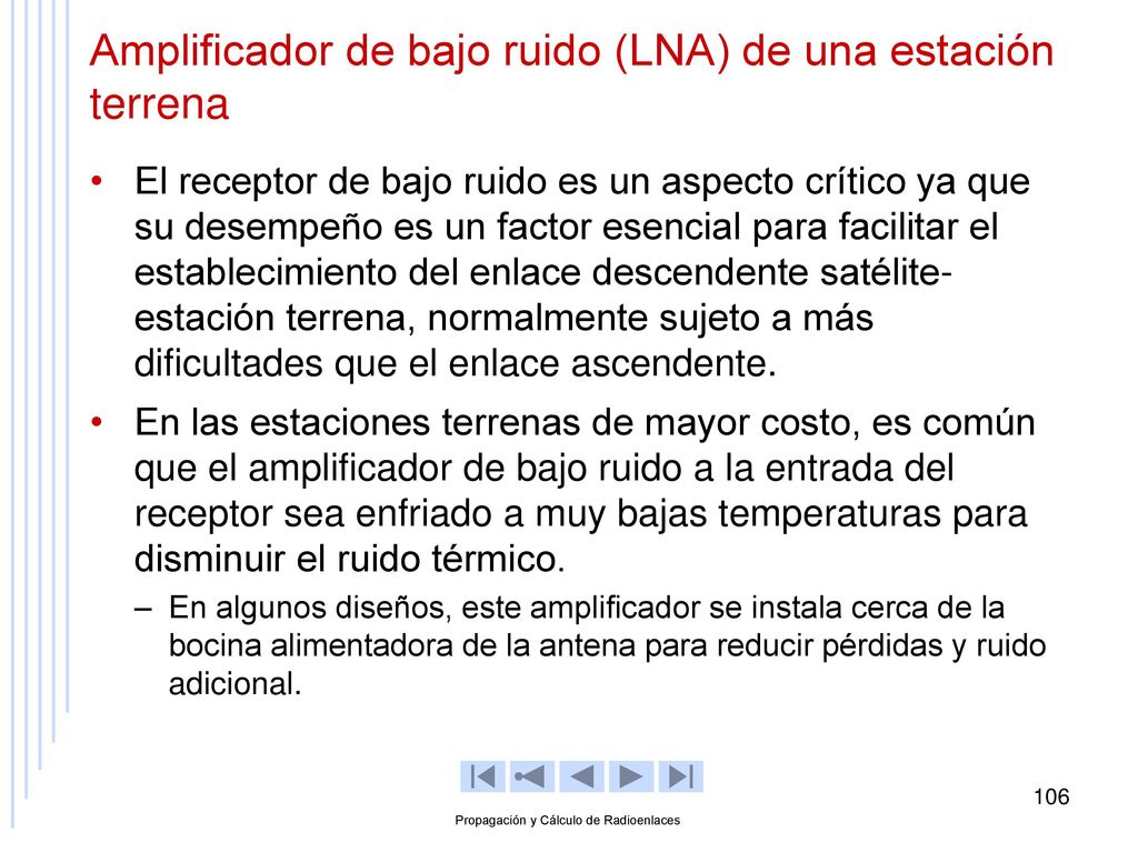 Amplificador de bajo ruido (LNA) de una estación terrena