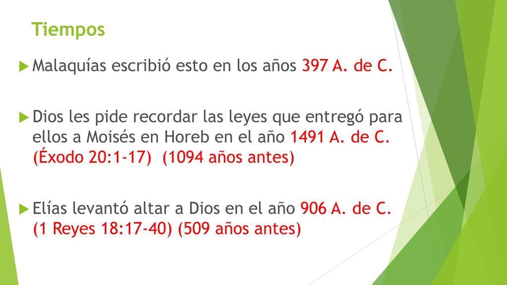 Tiempos Malaquías escribió esto en los años 397 A. de C.