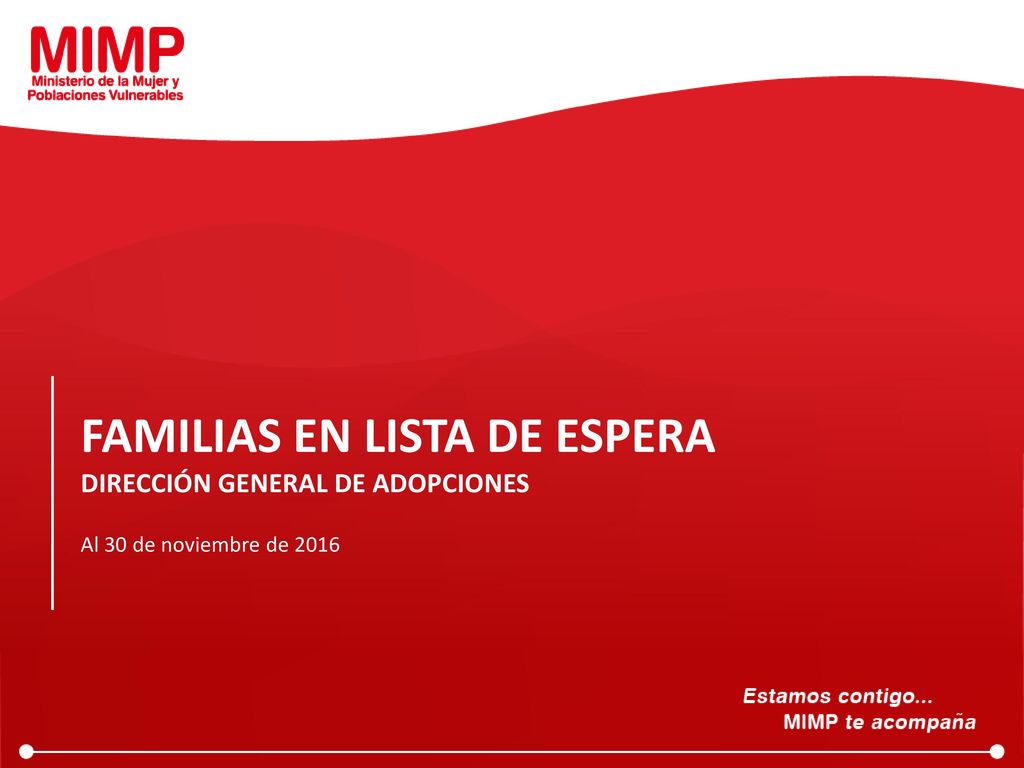 FAMILIAS EN LISTA DE ESPERA DIRECCIÓN GENERAL DE ADOPCIONES Al 30 de noviembre de 2016