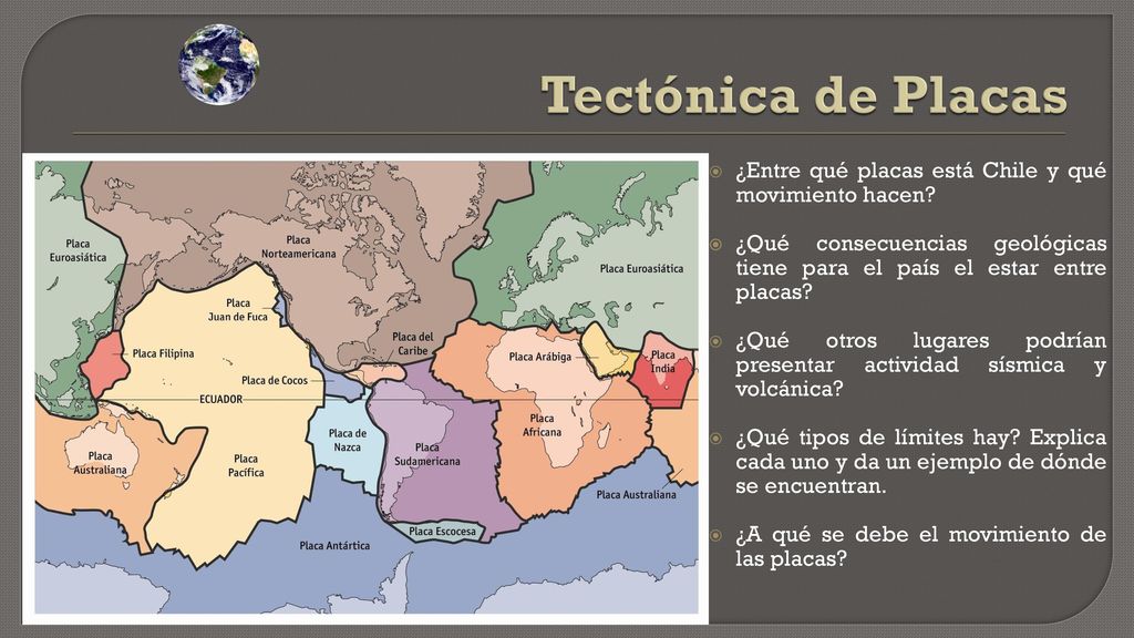 Tectónica de Placas ¿Entre qué placas está Chile y qué movimiento hacen ¿Qué consecuencias geológicas tiene para el país el estar entre placas