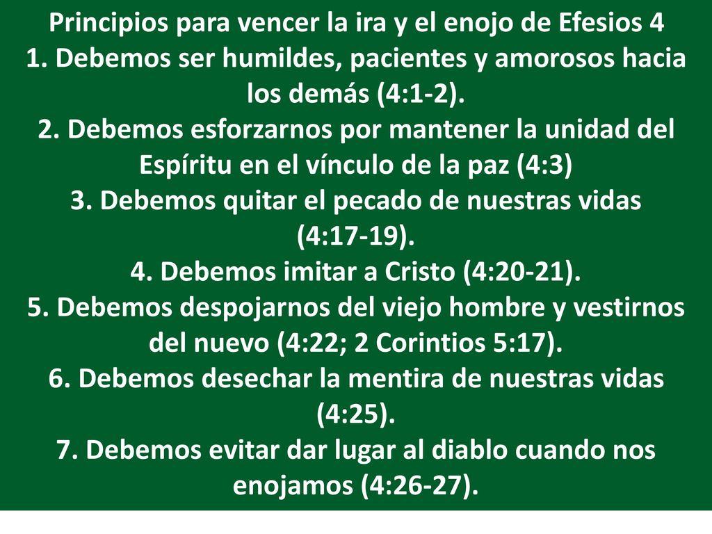 Principios para vencer la ira y el enojo de Efesios 4