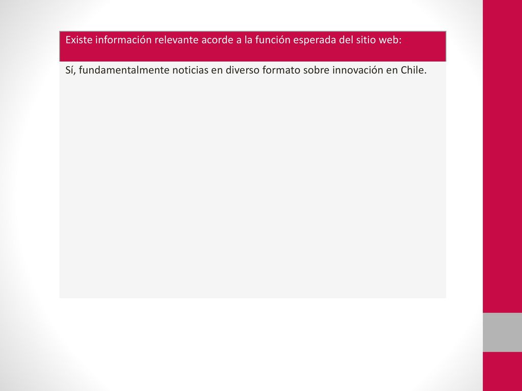 Existe información relevante acorde a la función esperada del sitio web: