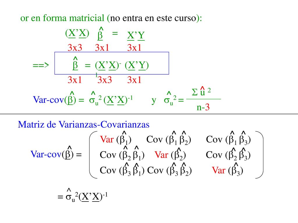 or en forma matricial (no entra en este curso):