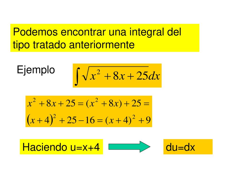 Podemos encontrar una integral del tipo tratado anteriormente