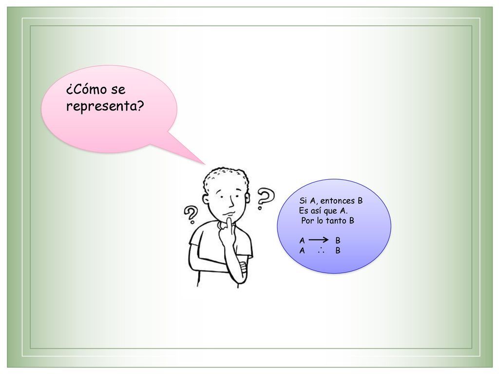 ¿Cómo se representa Si A, entonces B Es así que A. Por lo tanto B A B
