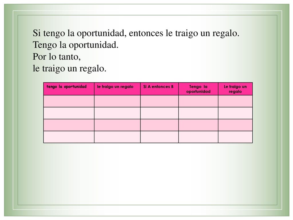 Si tengo la oportunidad, entonces le traigo un regalo.