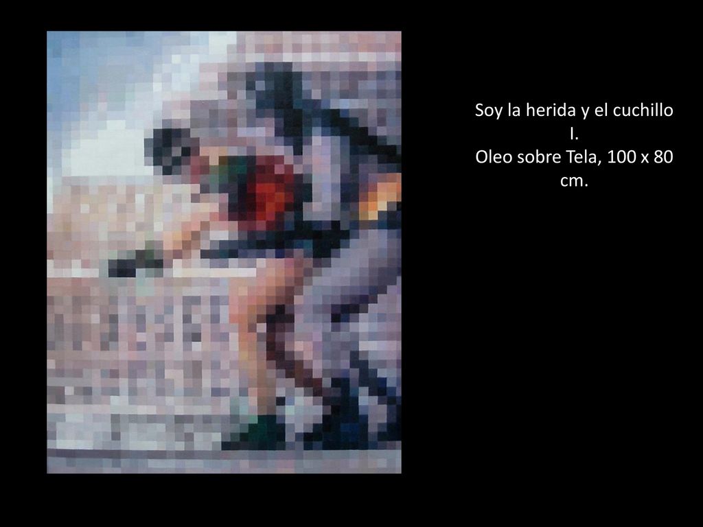 Soy la herida y el cuchillo I. Oleo sobre Tela, 100 x 80 cm.