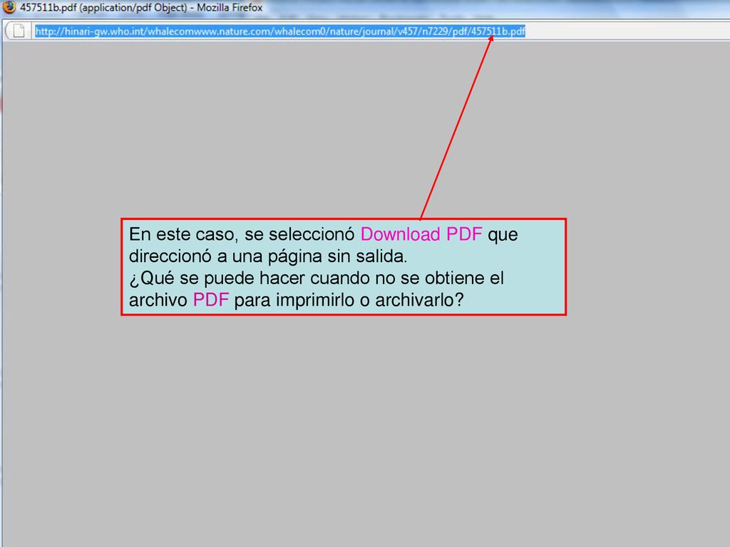 ` En este caso, se seleccionó Download PDF que direccionó a una página sin salida.
