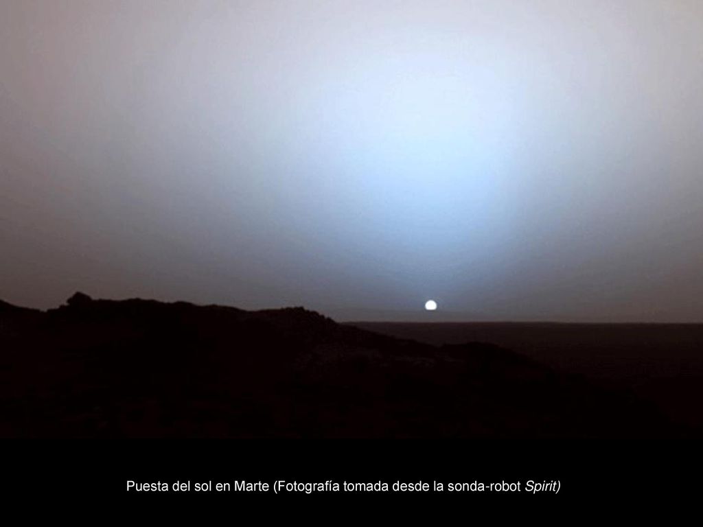 Puesta del sol en Marte (Fotografía tomada desde la sonda-robot Spirit)