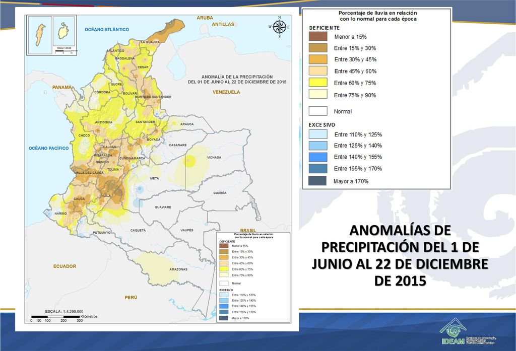 ANOMALÍAS DE PRECIPITACIÓN DEL 1 DE JUNIO AL 22 DE DICIEMBRE DE 2015