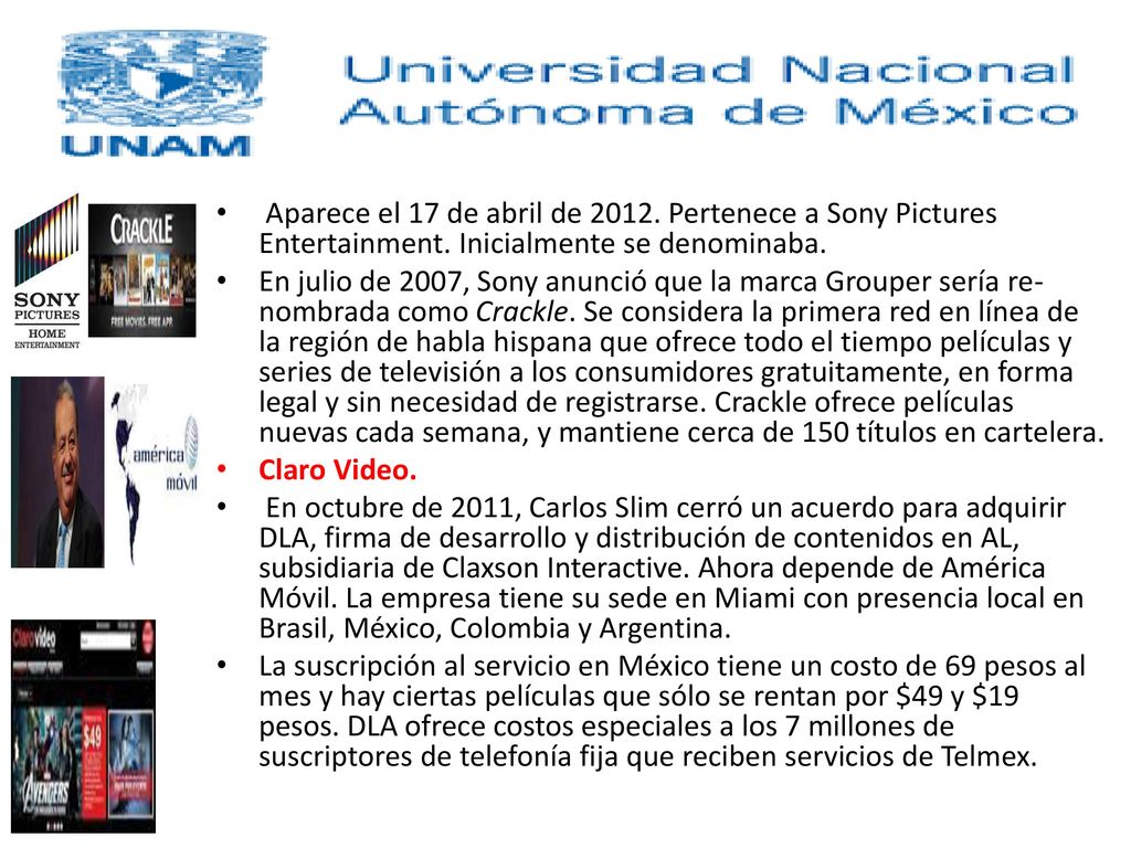 Crackle. Aparece el 17 de abril de Pertenece a Sony Pictures Entertainment. Inicialmente se denominaba.