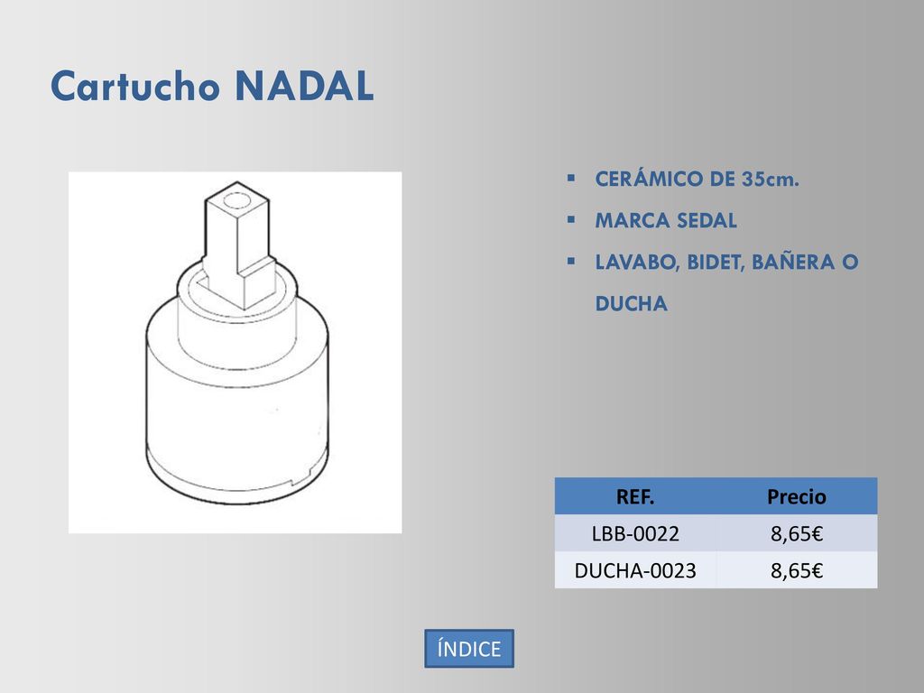 Cartucho NADAL CERÁMICO DE 35cm. MARCA SEDAL