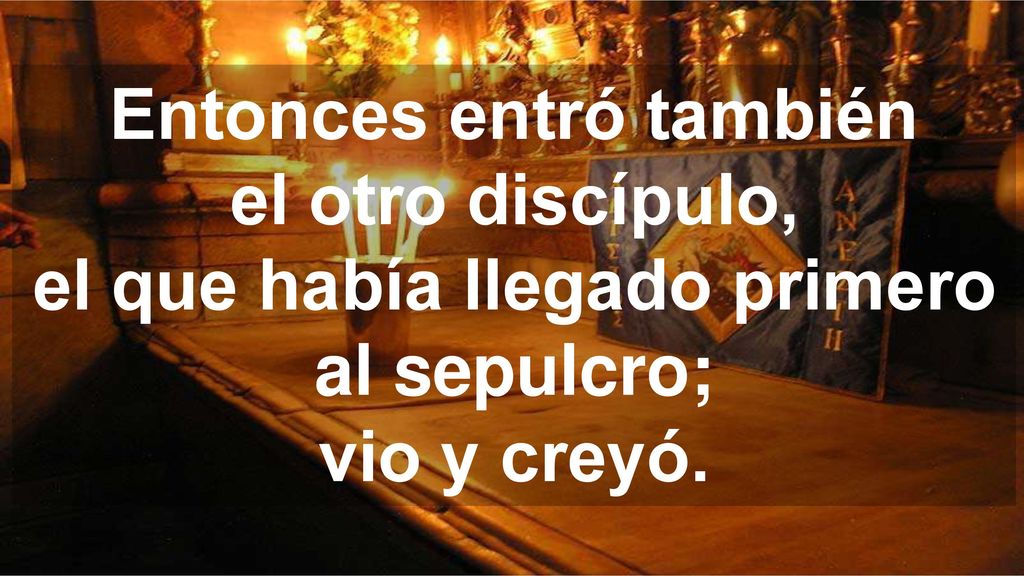 Entonces entró también el otro discípulo, el que había llegado primero al sepulcro; vio y creyó.