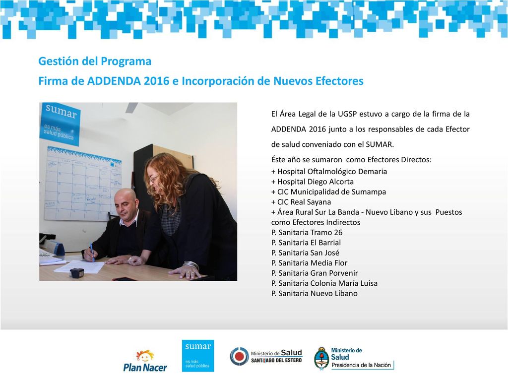 Firma de ADDENDA 2016 e Incorporación de Nuevos Efectores