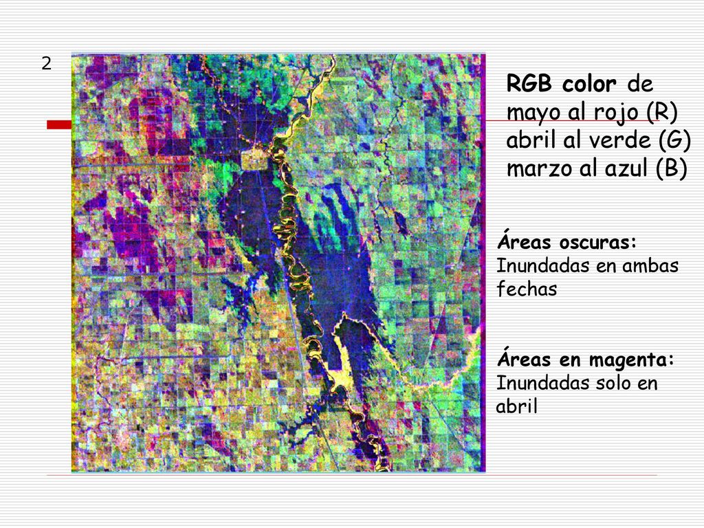 RGB color de mayo al rojo (R) abril al verde (G) marzo al azul (B)