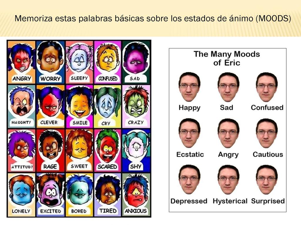 Memoriza estas palabras básicas sobre los estados de ánimo (MOODS)