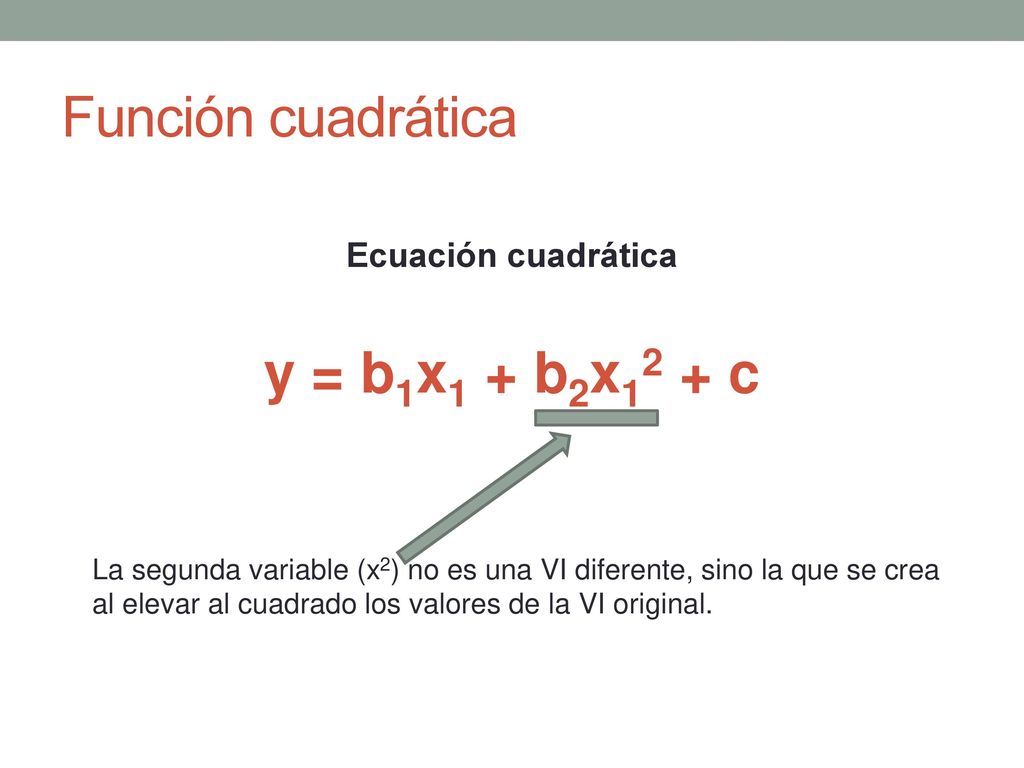 Función cuadrática y = b1x1 + b2x12 + c Ecuación cuadrática