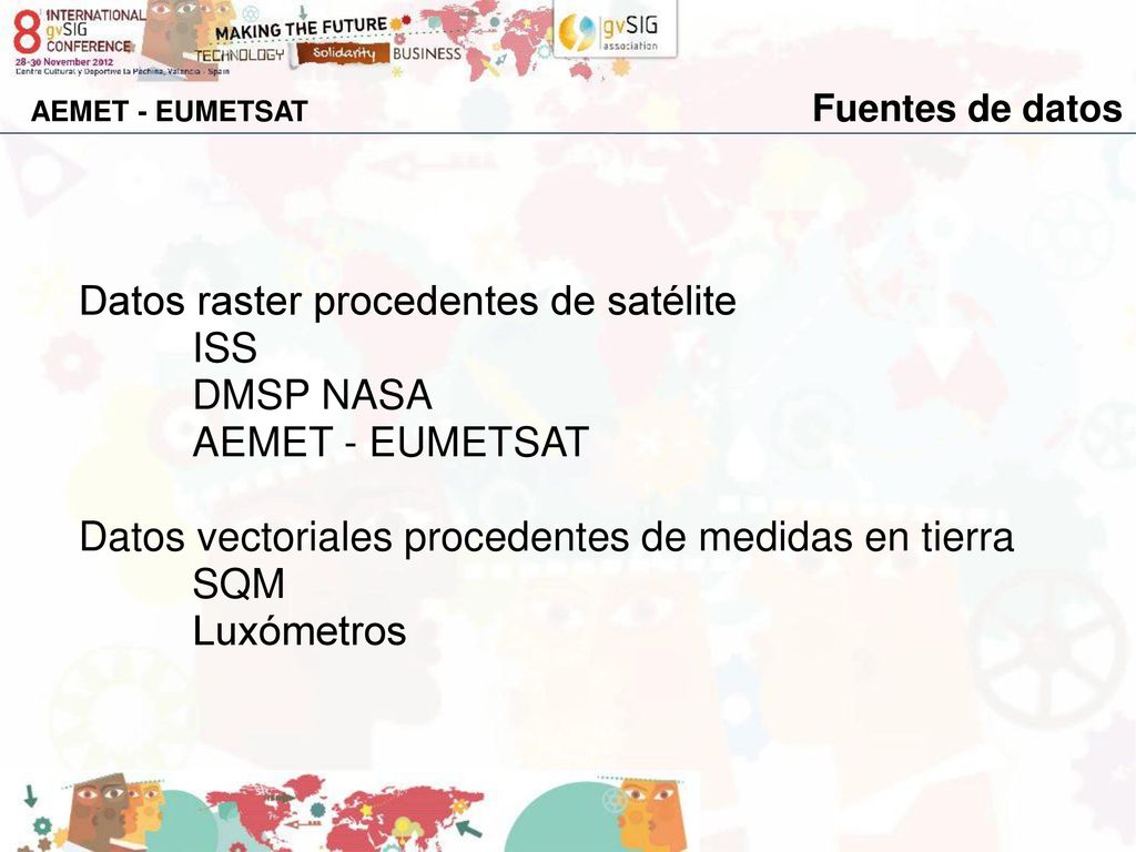 Datos raster procedentes de satélite ISS DMSP NASA AEMET - EUMETSAT