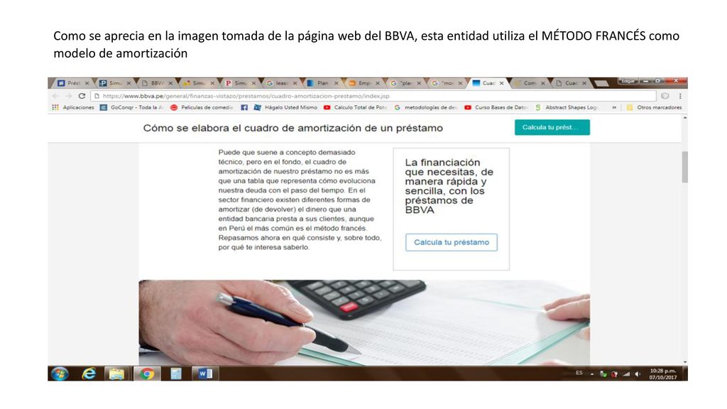 Como se aprecia en la imagen tomada de la página web del BBVA, esta entidad utiliza el MÉTODO FRANCÉS como modelo de amortización