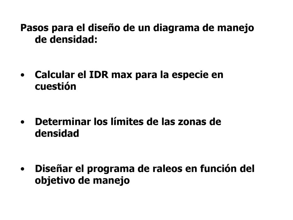 Pasos para el diseño de un diagrama de manejo de densidad: