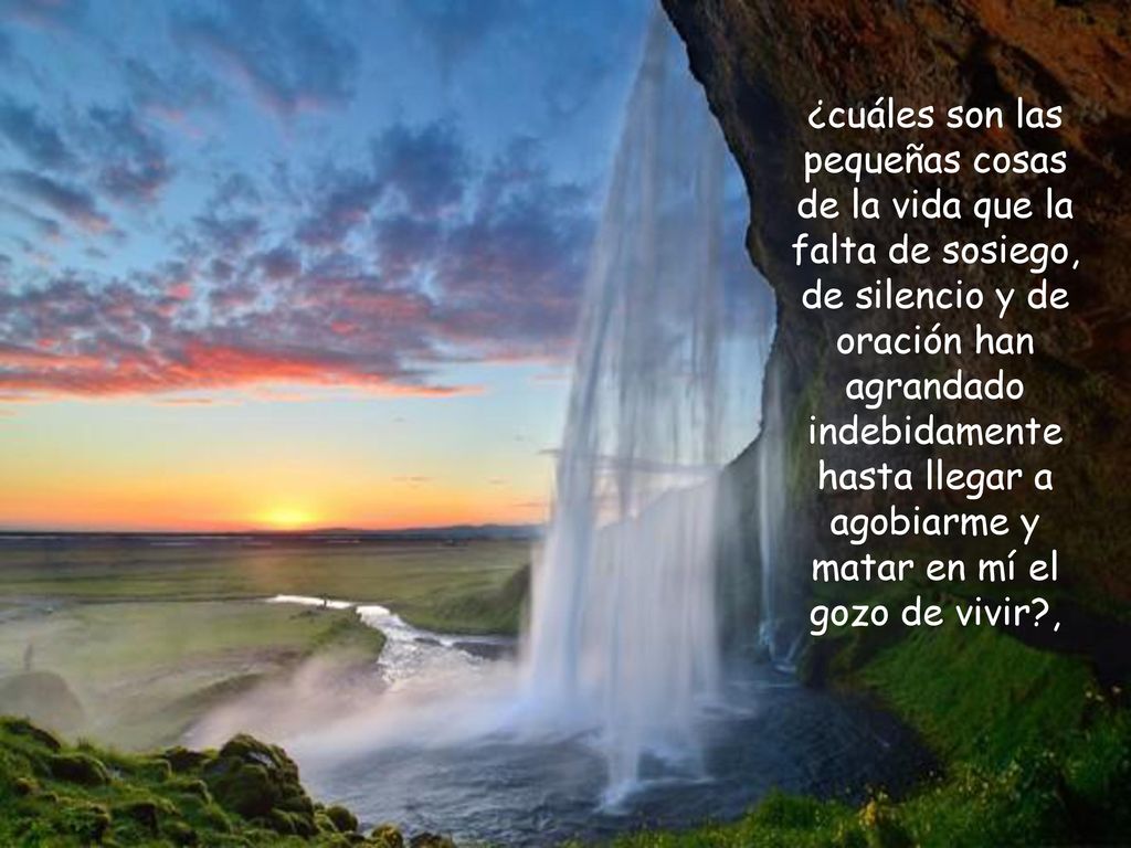 ¿cuáles son las pequeñas cosas de la vida que la falta de sosiego, de silencio y de oración han agrandado indebidamente hasta llegar a agobiarme y matar en mí el gozo de vivir ,