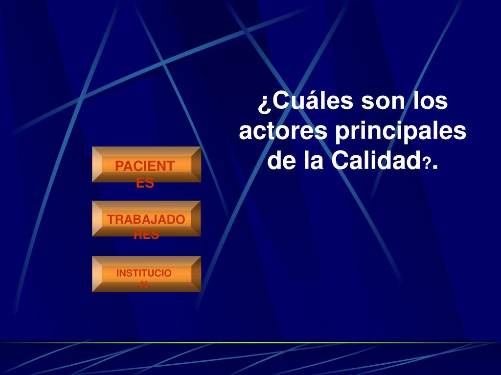 ¿Cuáles son los actores principales de la Calidad .