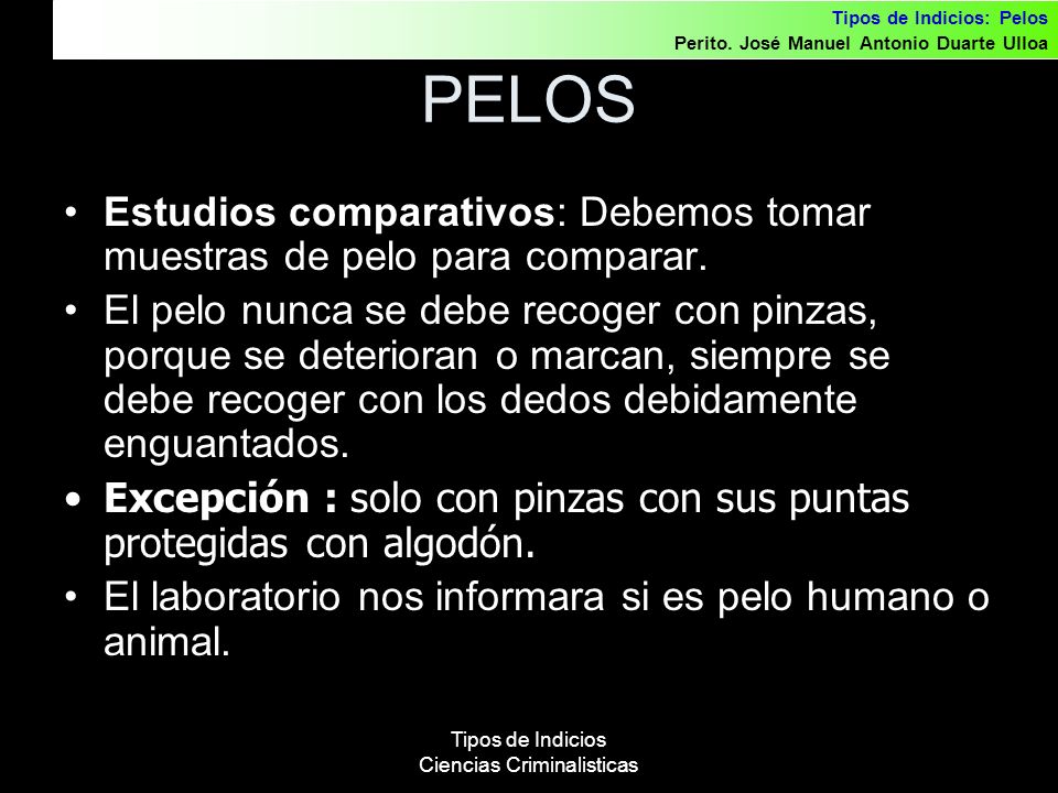 Tipos de Indicios Ciencias Criminalisticas