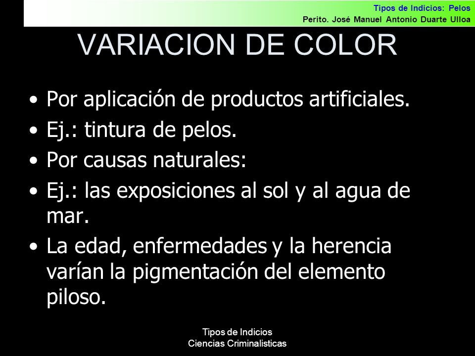Tipos de Indicios Ciencias Criminalisticas