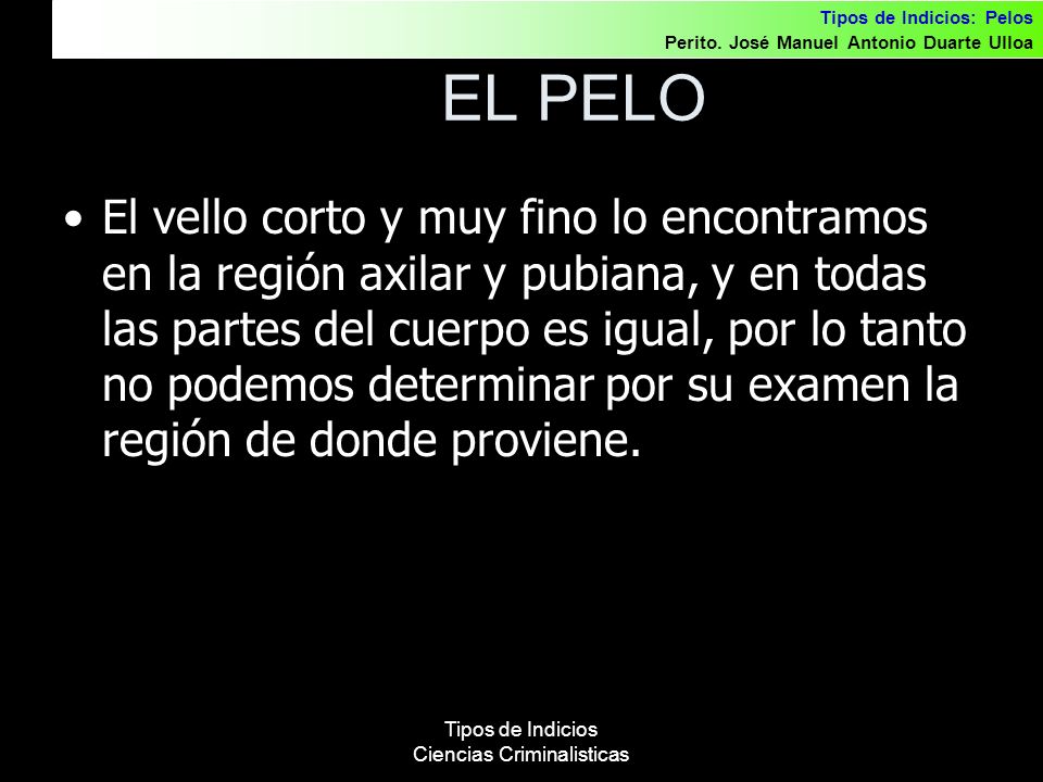 Tipos de Indicios Ciencias Criminalisticas