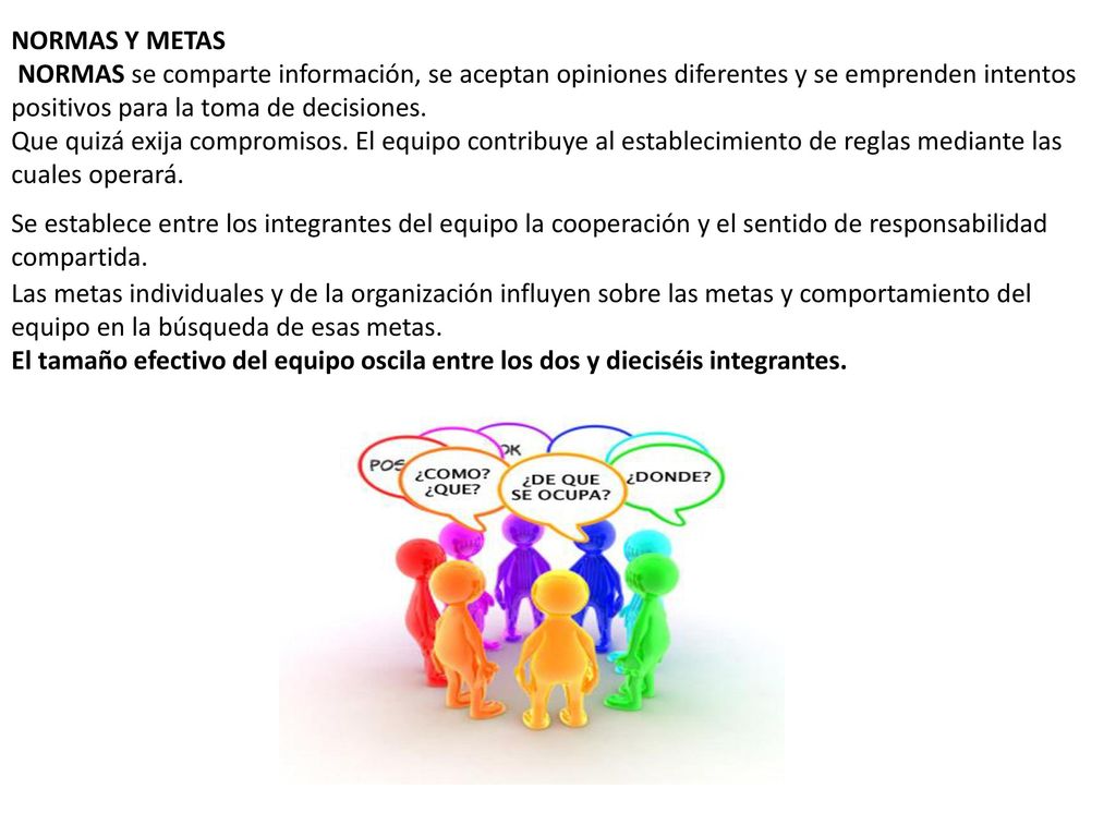 NORMAS Y METAS NORMAS se comparte información, se aceptan opiniones diferentes y se emprenden intentos positivos para la toma de decisiones.