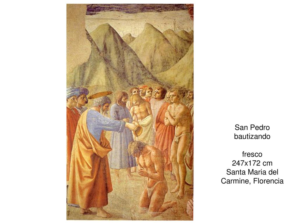 San Pedro bautizando fresco 247x172 cm Santa Maria del Carmine, Florencia