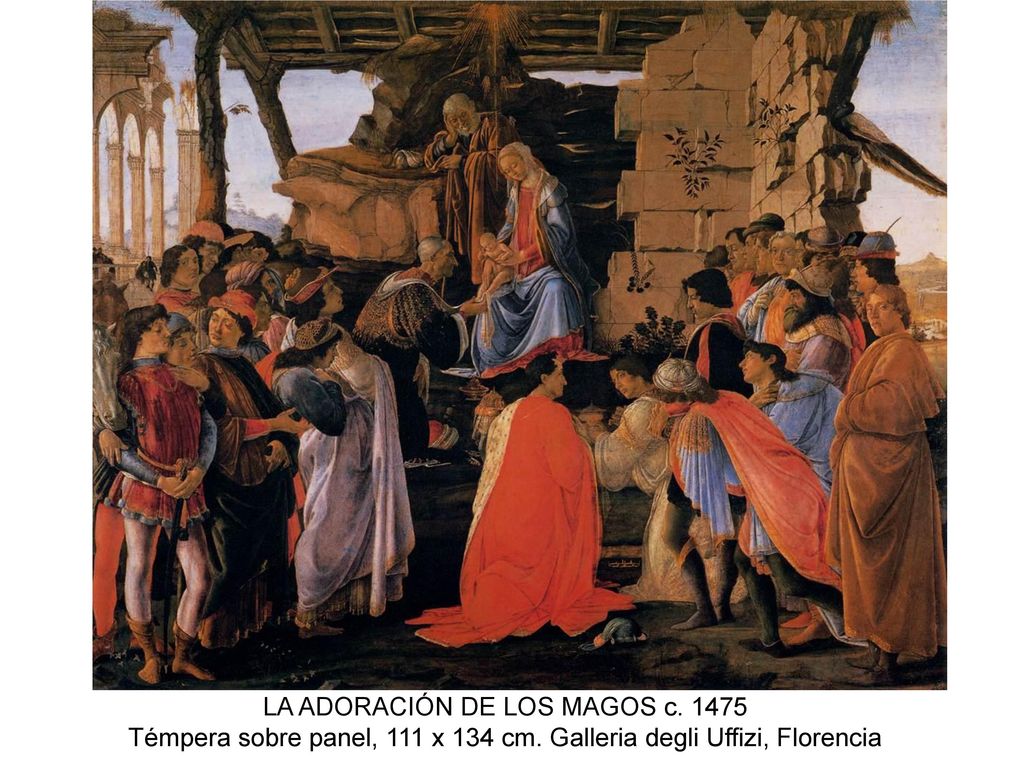 LA ADORACIÓN DE LOS MAGOS c Témpera sobre panel, 111 x 134 cm
