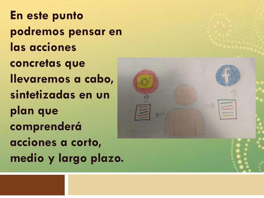 En este punto podremos pensar en las acciones concretas que llevaremos a cabo, sintetizadas en un plan que comprenderá acciones a corto, medio y largo plazo.