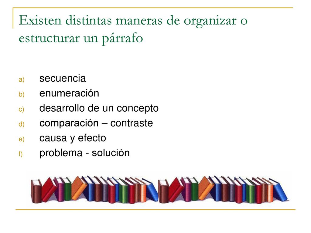 Existen distintas maneras de organizar o estructurar un párrafo