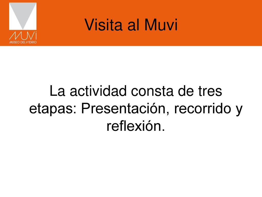 Visita al Muvi La actividad consta de tres etapas: Presentación, recorrido y reflexión.