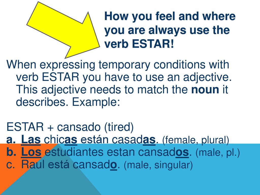 How you feel and where you are always use the verb ESTAR!