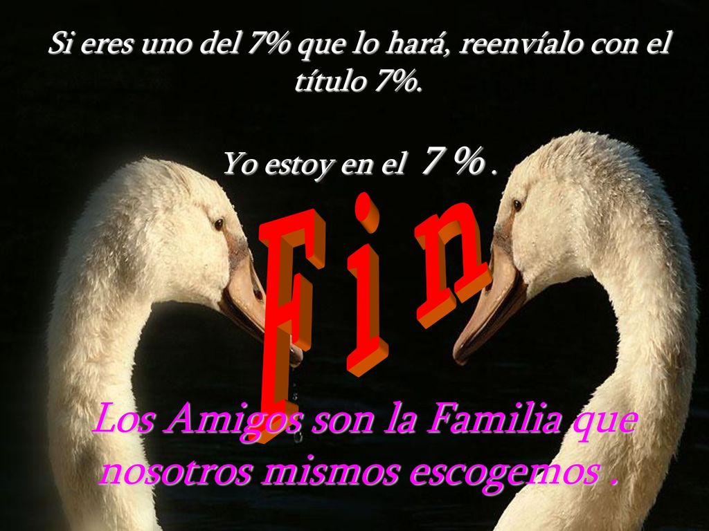 F i n Si eres uno del 7% que lo hará, reenvíalo con el título 7%.
