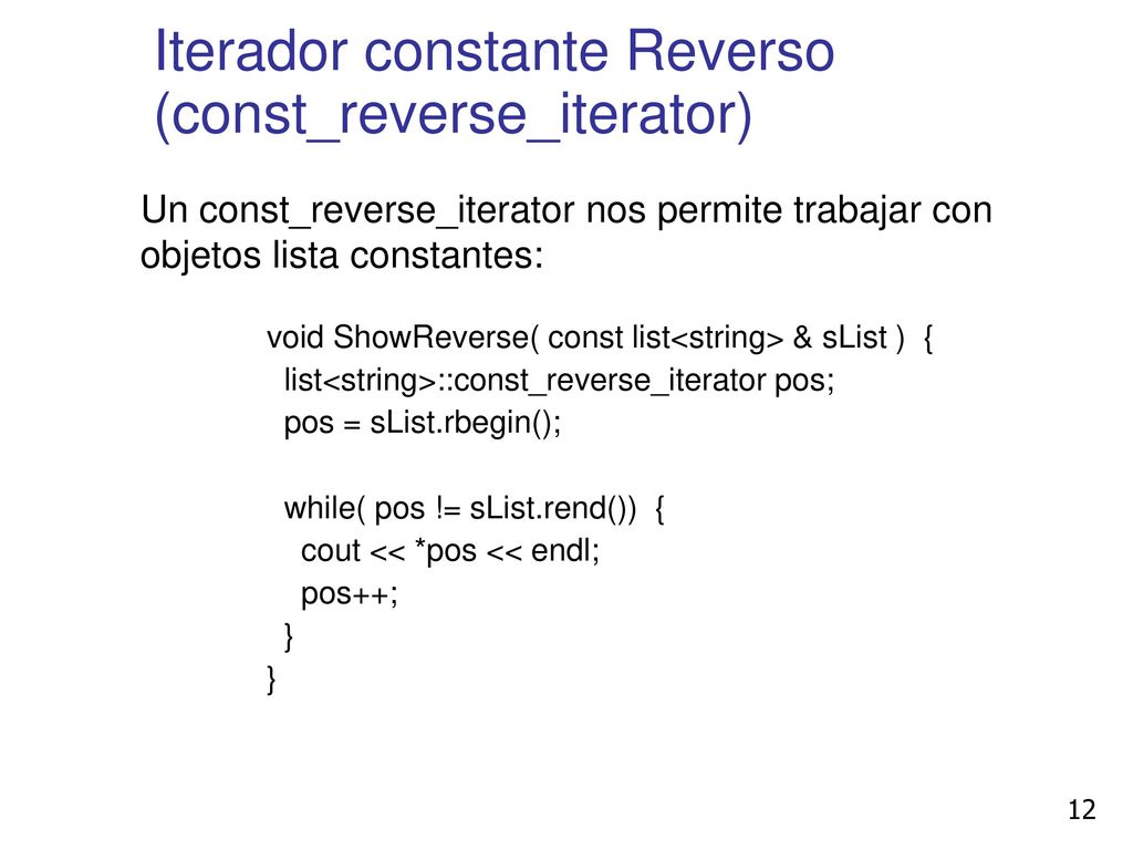 Iterador constante Reverso (const_reverse_iterator)‏
