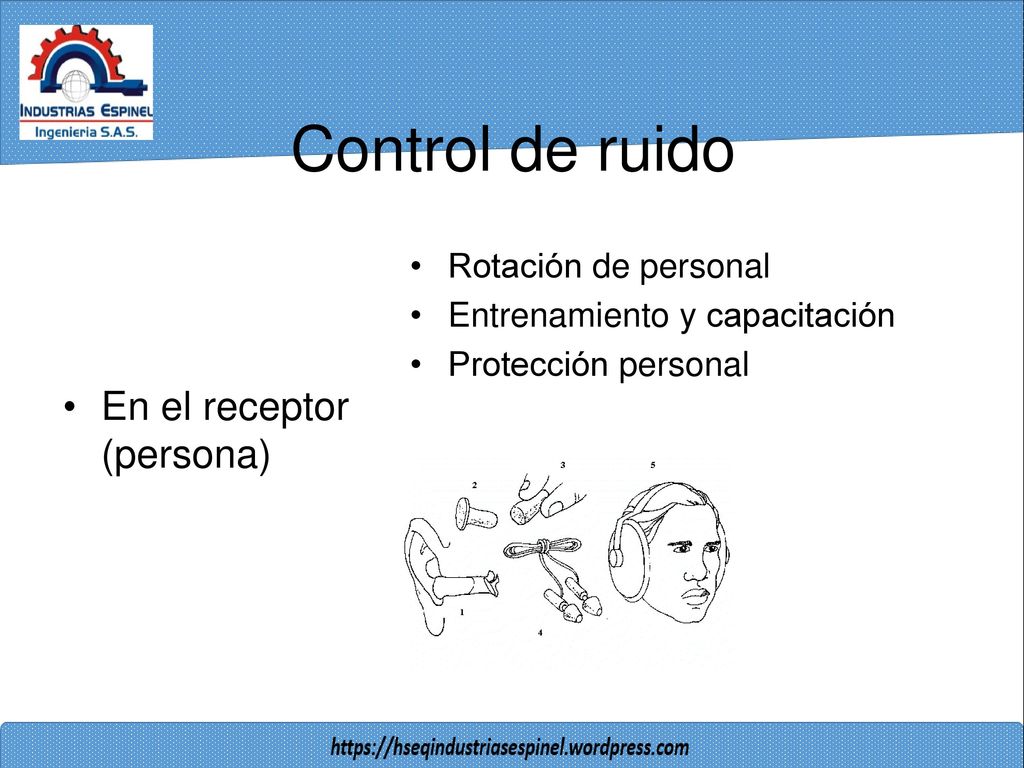Control de ruido En el receptor (persona) Rotación de personal