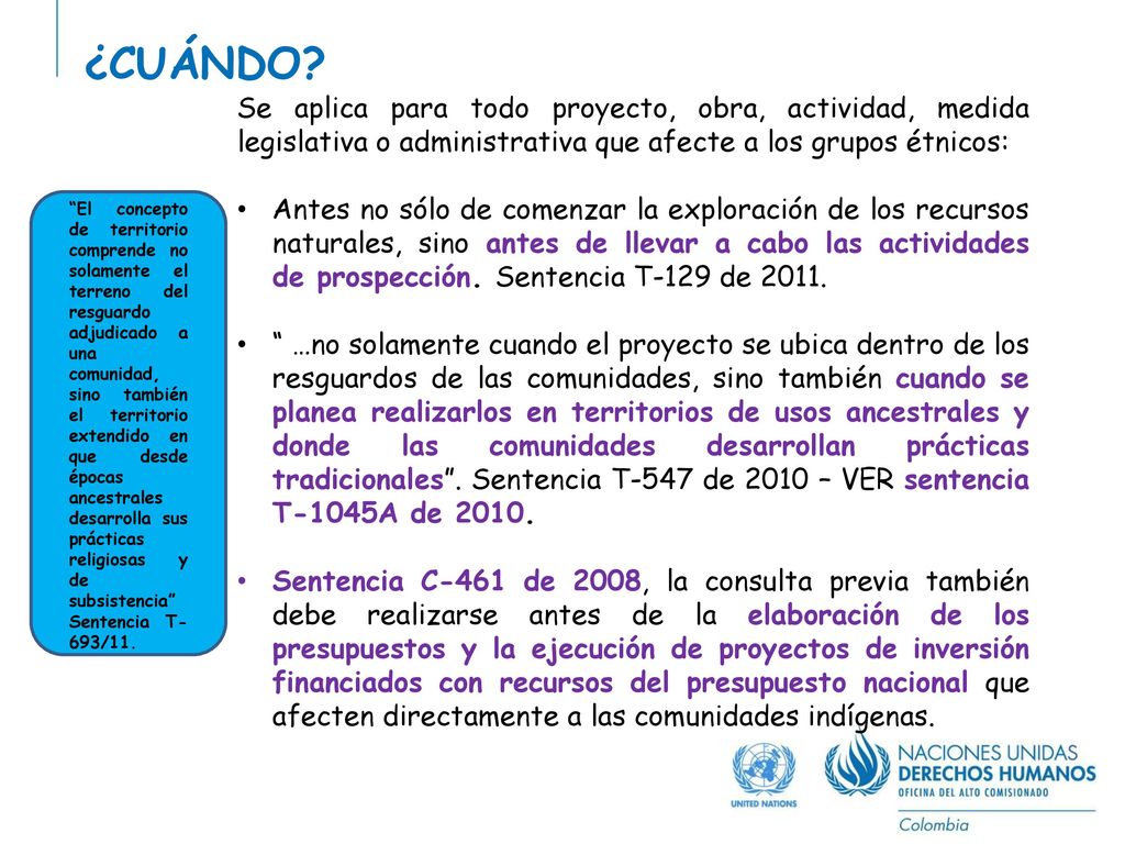¿CUÁNDO Se aplica para todo proyecto, obra, actividad, medida legislativa o administrativa que afecte a los grupos étnicos: