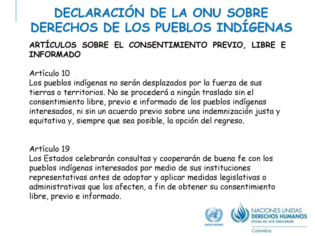 DECLARACIÓN DE LA ONU SOBRE DERECHOS DE LOS PUEBLOS INDÍGENAS