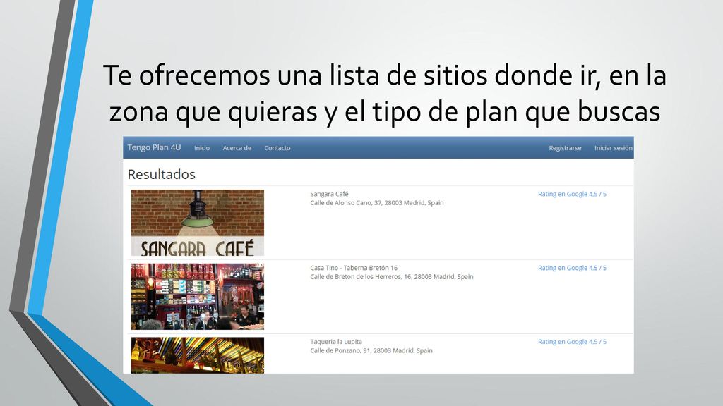 Te ofrecemos una lista de sitios donde ir, en la zona que quieras y el tipo de plan que buscas