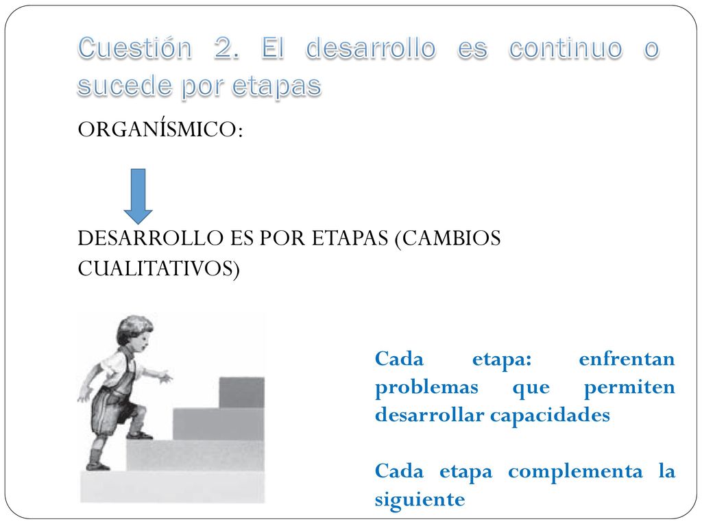 Cuestión 2. El desarrollo es continuo o sucede por etapas