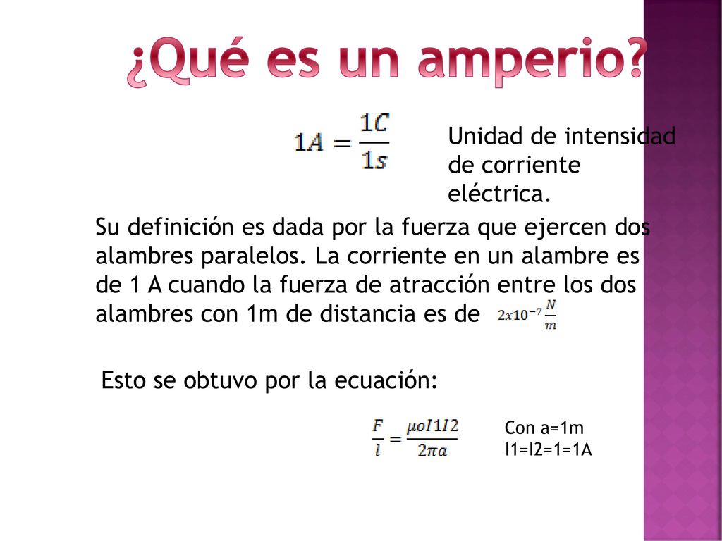 ¿Qué es un amperio Unidad de intensidad de corriente eléctrica.