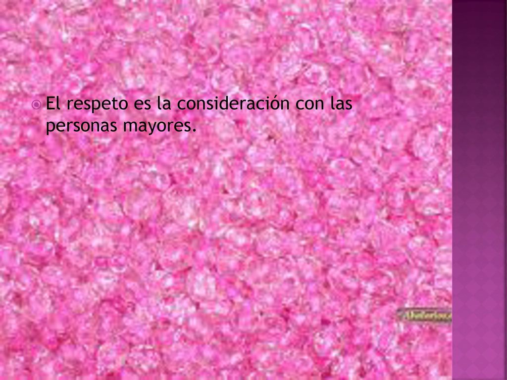 El respeto es la consideración con las personas mayores.