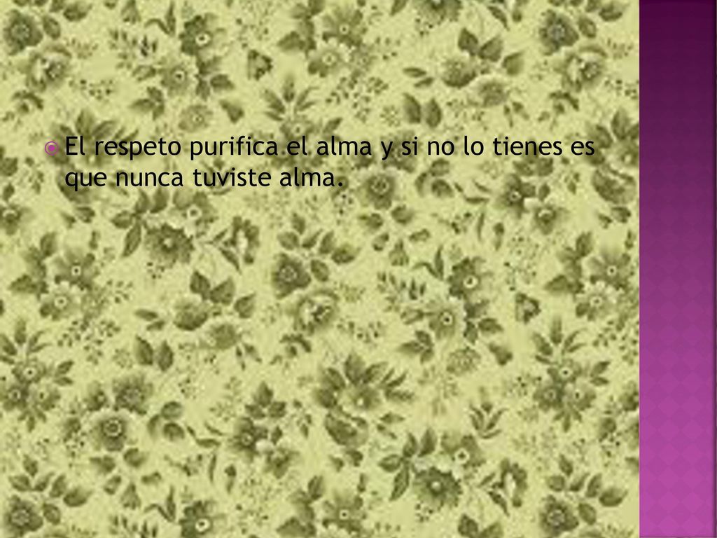 El respeto purifica el alma y si no lo tienes es que nunca tuviste alma.